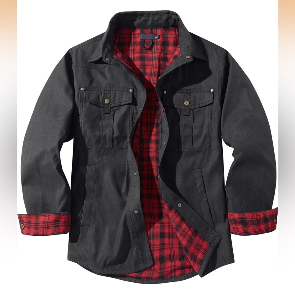 Men’s Unbranded Flannel Button Down Jacket Lightweight XL